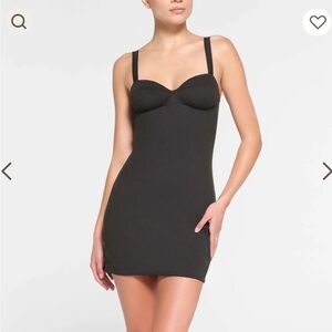 Skims Corset Mini Dress, Smooth Cotton, Black